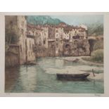 Dauphin, Eugène Baptiste (1857 Toulon - 1930 Paris) "Stadtansicht", wohl Frankreich, am Wasser, im
