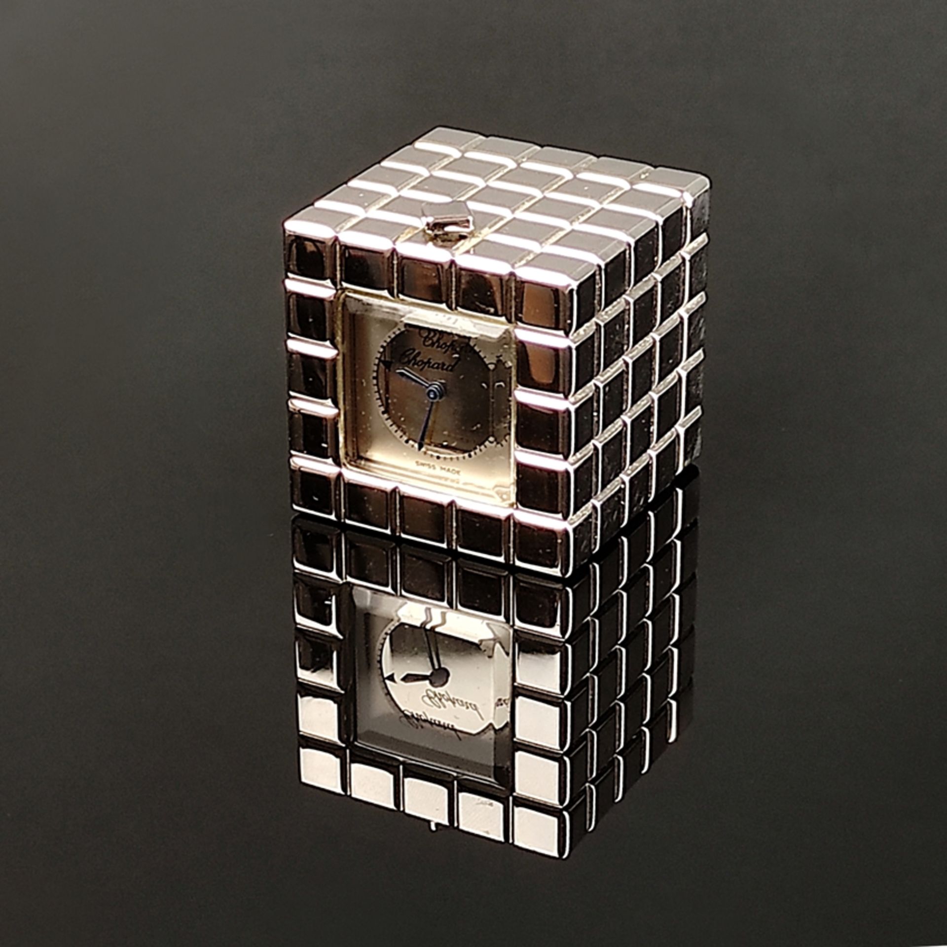 Chopard Ice Cube Tischuhr, Ref.051/8898/01, Quarz-Werk, Seriennummer 1029207, Maße 3,5x3,5x3,5cm