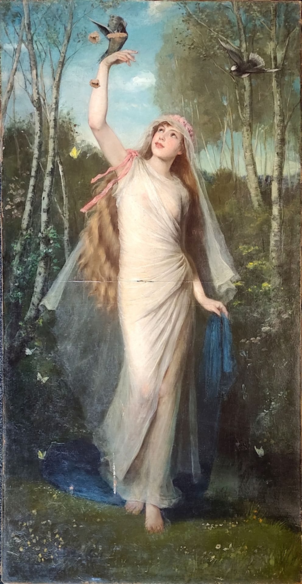 Fabrice, Ilka Freiin von (1846 Dresden - 1907 Florenz) "Waldnymphe", durch Lichtung schreitend mit 