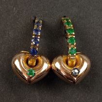 Exclusive earrings, as studs, each with a heart-shaped finial, 585/14K yellow gold, 9,95g, once bow