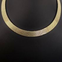Choker, 585/14K yellow gold, 72,52g, flexible band, width approx. 1cm, plug-in clasp with different
