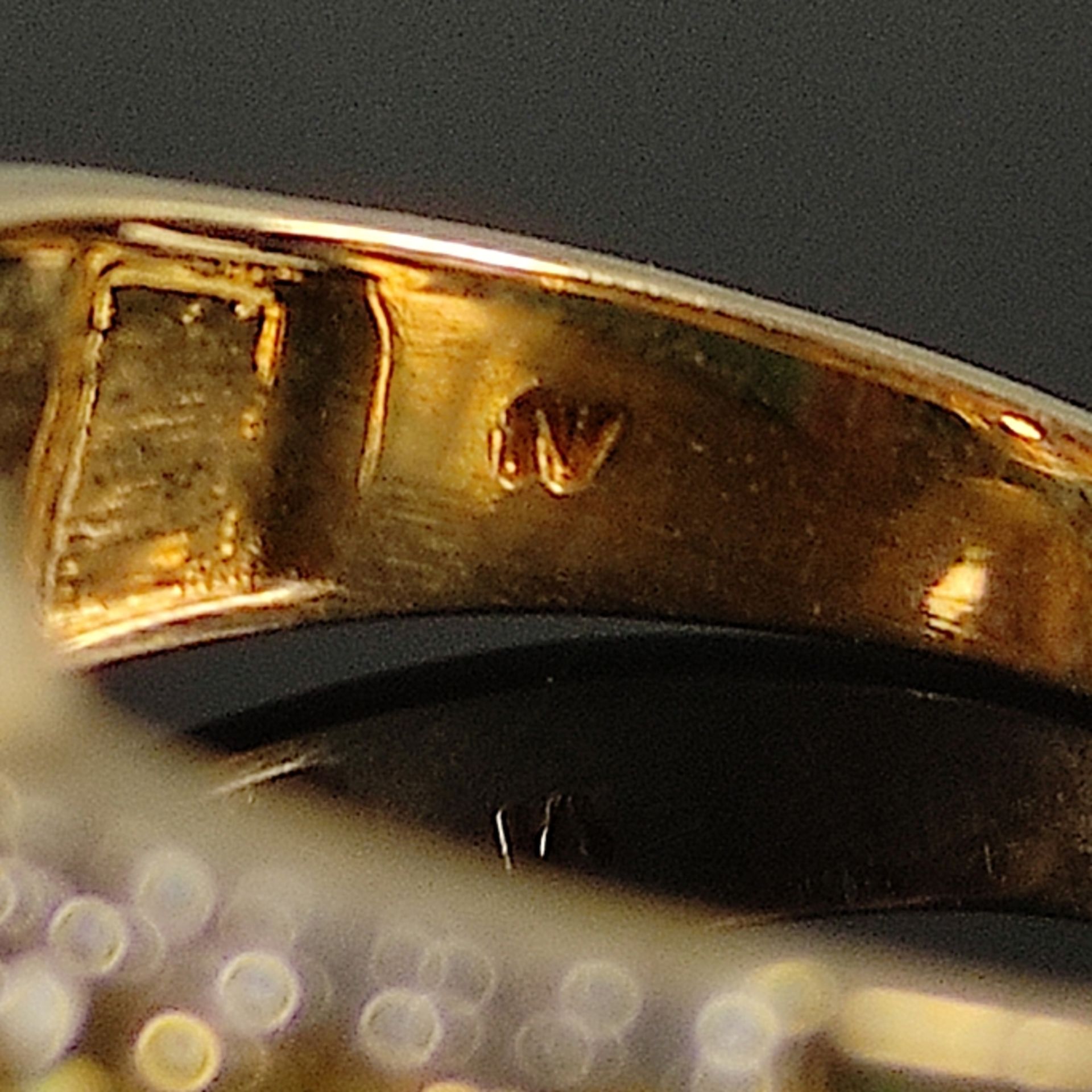 Zitrin-Brillant-Ring, mittig zentraler facettierter Zitrin, darum kleine Diamanten, 333/8K Gelbgold - Bild 3 aus 3