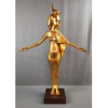 Ägyptische Figur, Schutzgöttin "Selket", Museums-Replikat, ars mundi, Kunstguss und Holzsockel, ver