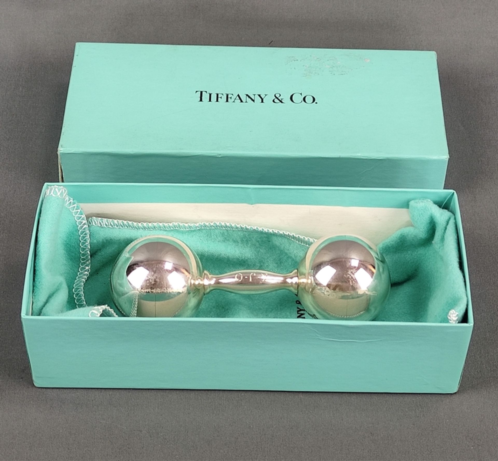 Kinderrassel, Tiffany & Co, Silber 925, 81g, Länge 12,5cm, in Originalkarton und mit Originaltasche