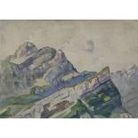 Weiss, Oscar (1882-1965 Zürich) "Altmann von der Altenalp bei Appenzell", Hochgebirgslandschaft unt