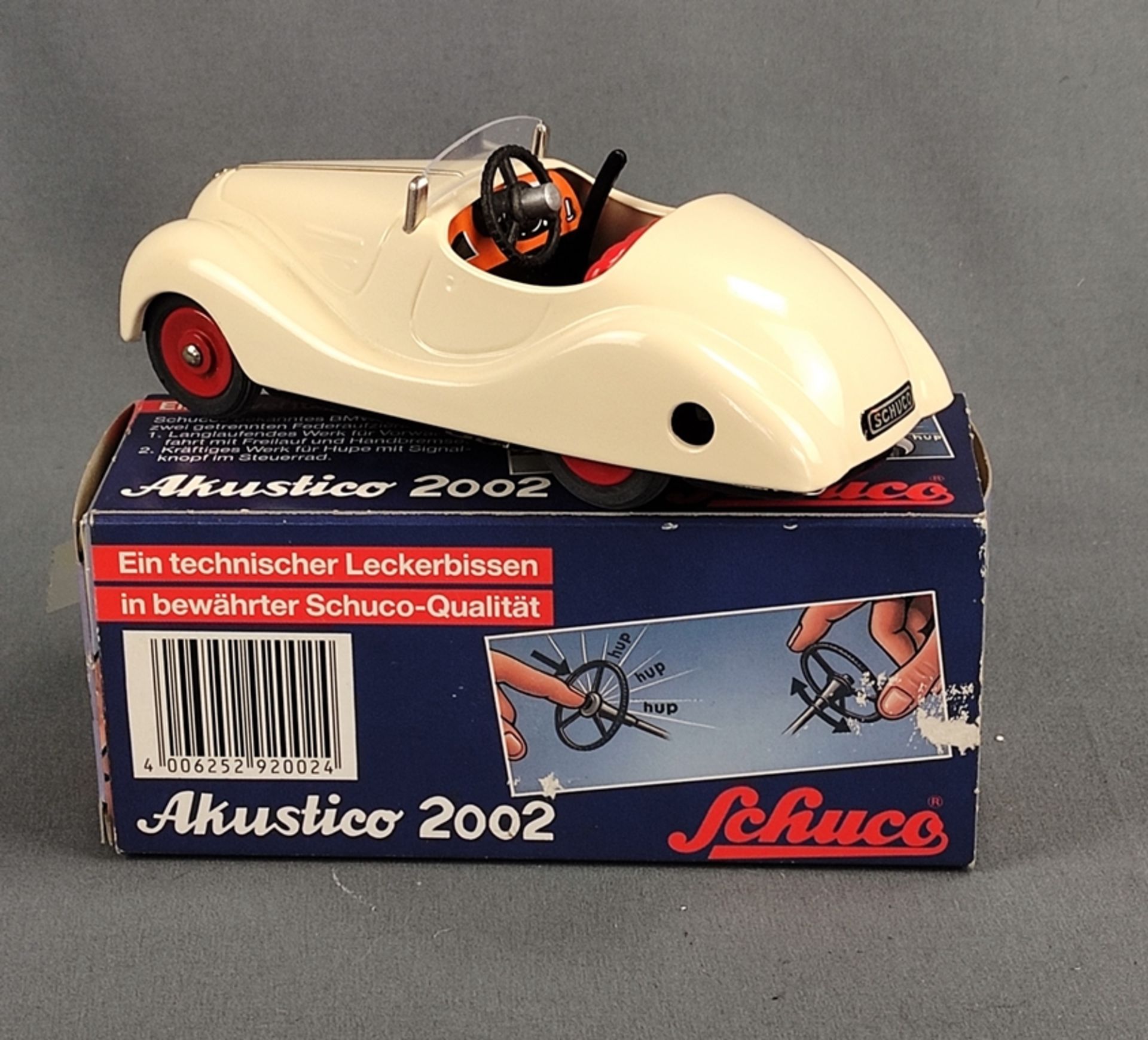 Schuco "Akustico 2002", white, intact, in original box, in good condition - Image 2 of 2