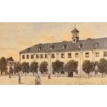 Boer, A. (19. Jahrhundert) "Sozialamt Konstanz", am Benediktinerplatz, handkolierter Druck, rechts