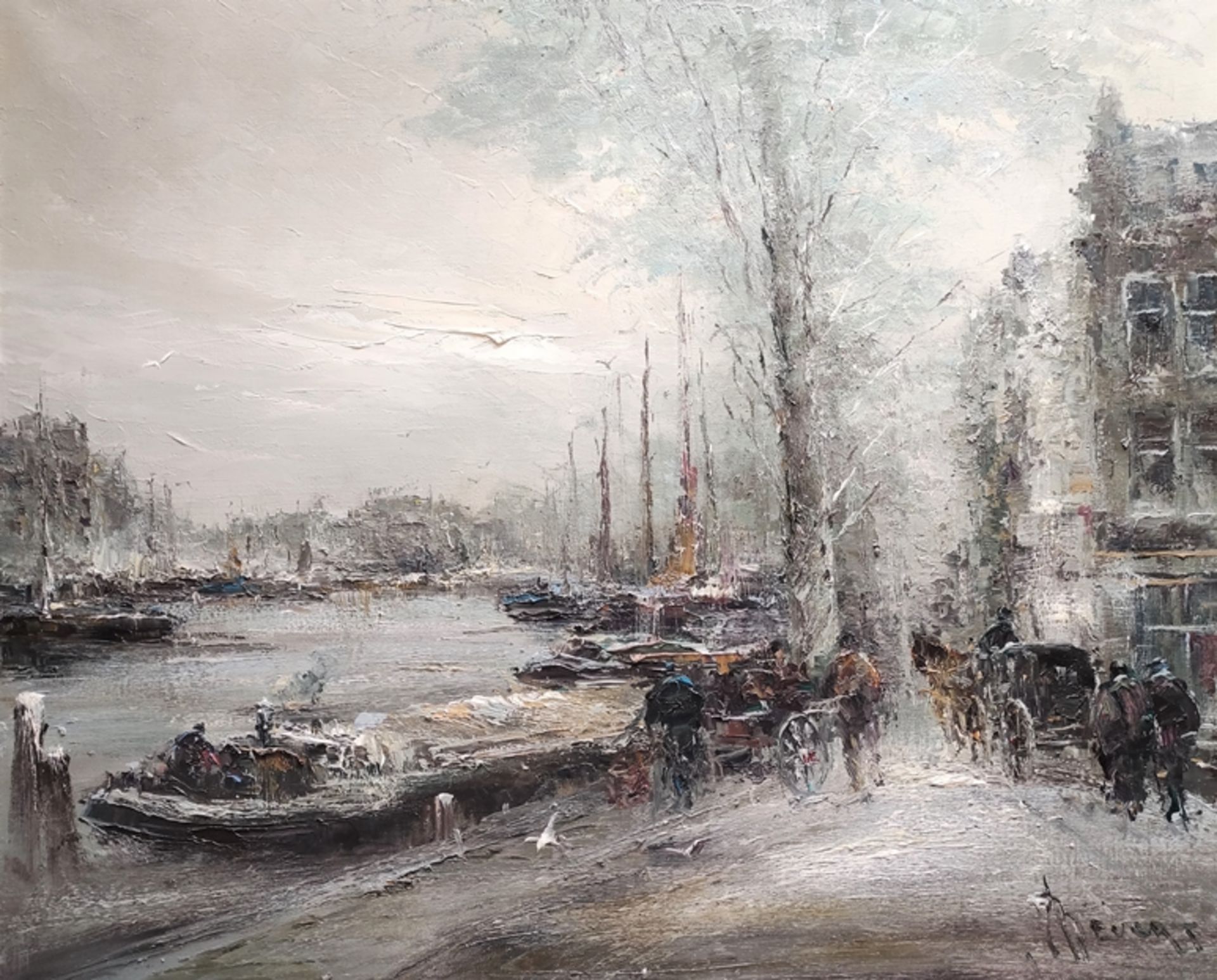 Bévort, Johannes Hubertus Hendrikus (1917 Utrecht - 1996 Schoorl) "Kanal Amsterdam", stimmungsvolle