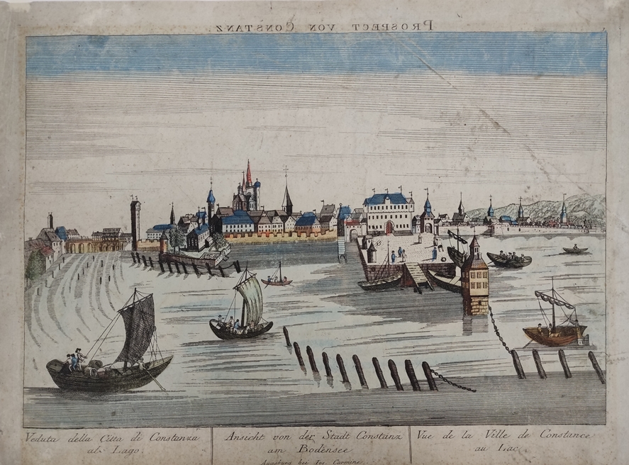 Constance, "Prospect of Constance" bird's eye view of the city from the seaside, under illustration - Image 2 of 2