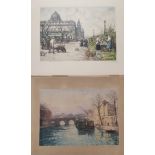 Robbe, Manuel (1872 Paris - 1936 Nesles-la-Vallé) 2 Farbradierungen, "Seine-Ufer", Exemplar No 63,