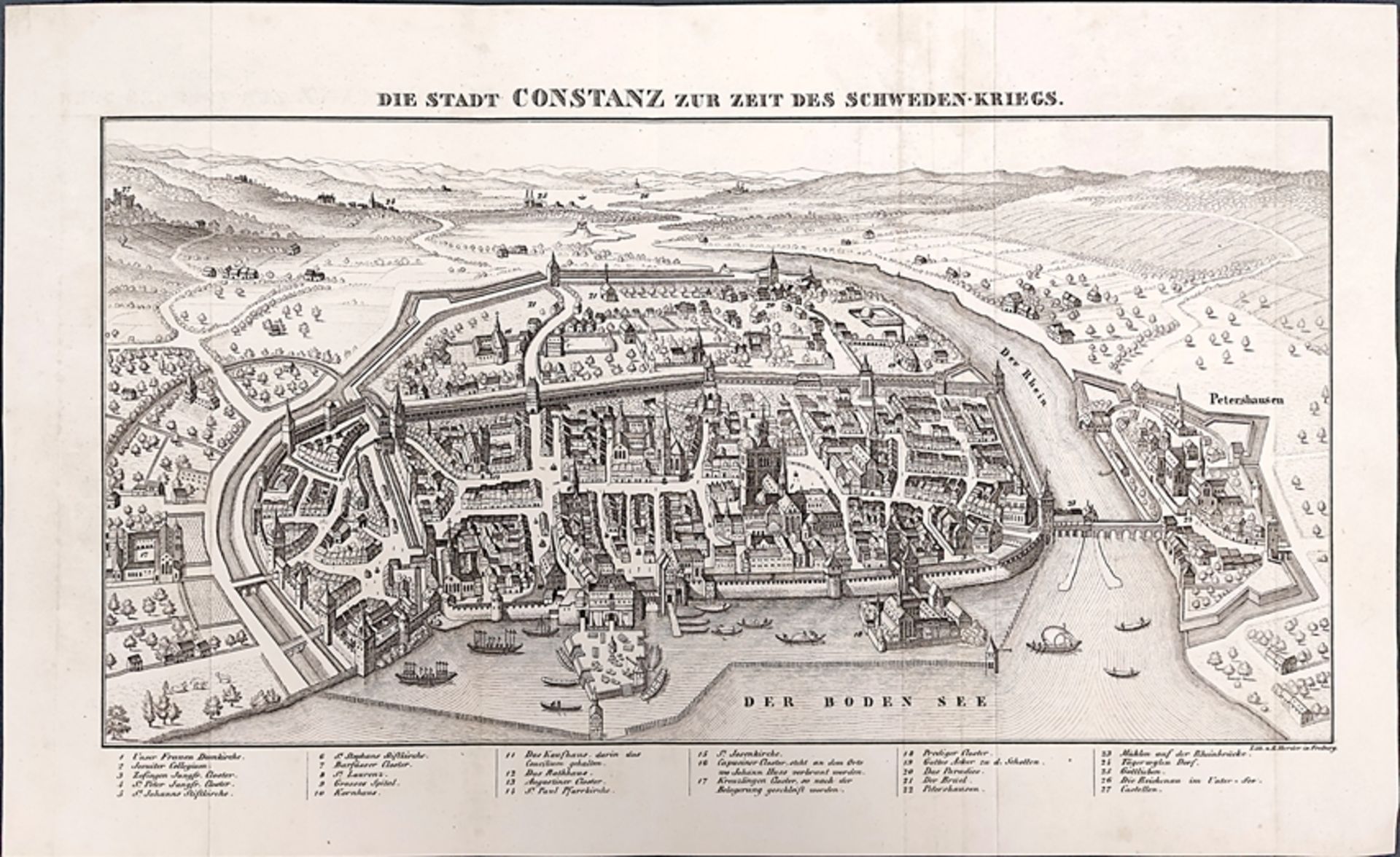 Constance, "The city of Constance at the time of the Swedish War", general view from the bird's eye