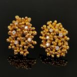 Paar Design Brillant-Gold-Ohrringe, Gloor, 750/18K Gelbgold, Gesamtgewicht 16,8g, gestaltet aus "Go