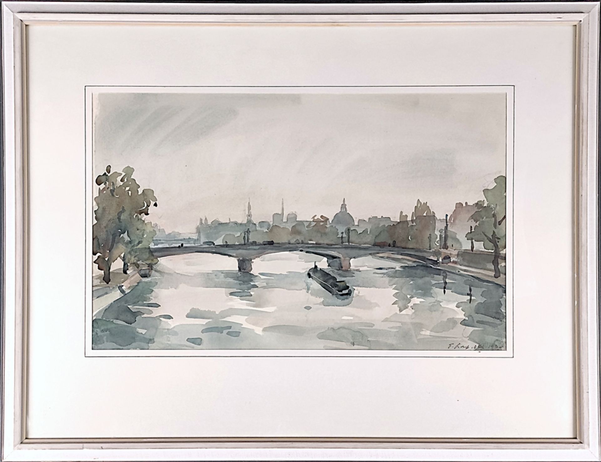 Graf, Ernst (1909 Bern -1988 Ermatingen) "Pont du Carrousel", in Paris, Aquarell auf Papier, rechts - Bild 2 aus 4