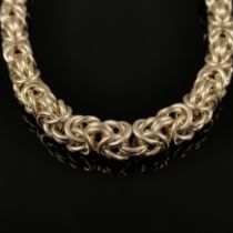 Design byzentine chain necklace, sterling silver, 180,85g, ring clasp, handmade, length 45cm and wi