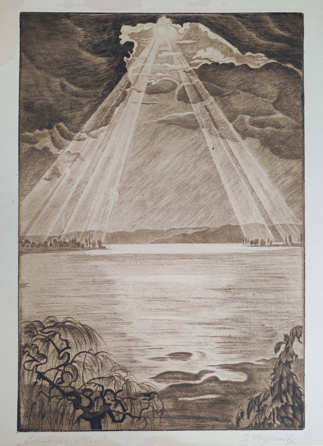 Segewitz, Eugen (1886 Pforzheim - 1952 Wangen/Untersee) "Sunbeams", view of Lake Constance, above t