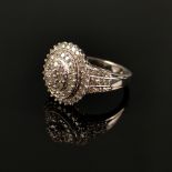 Diamant-Ring, Silber 925 mit Platin-Auflage, Gesamtgewicht 5,7g, besetzt mit facettierten Diamanten