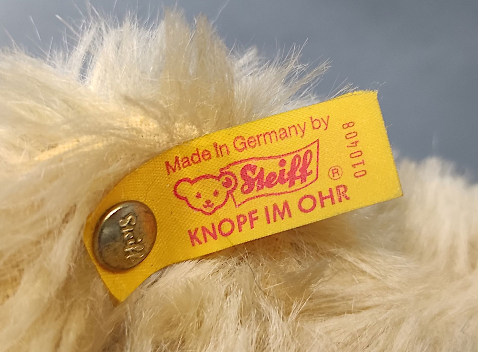 Steiff Replika Teddybär, 010408, beigefarbenes Mohair, 1991-1995, Kippstimme, Höhe 42cm - Bild 3 aus 3