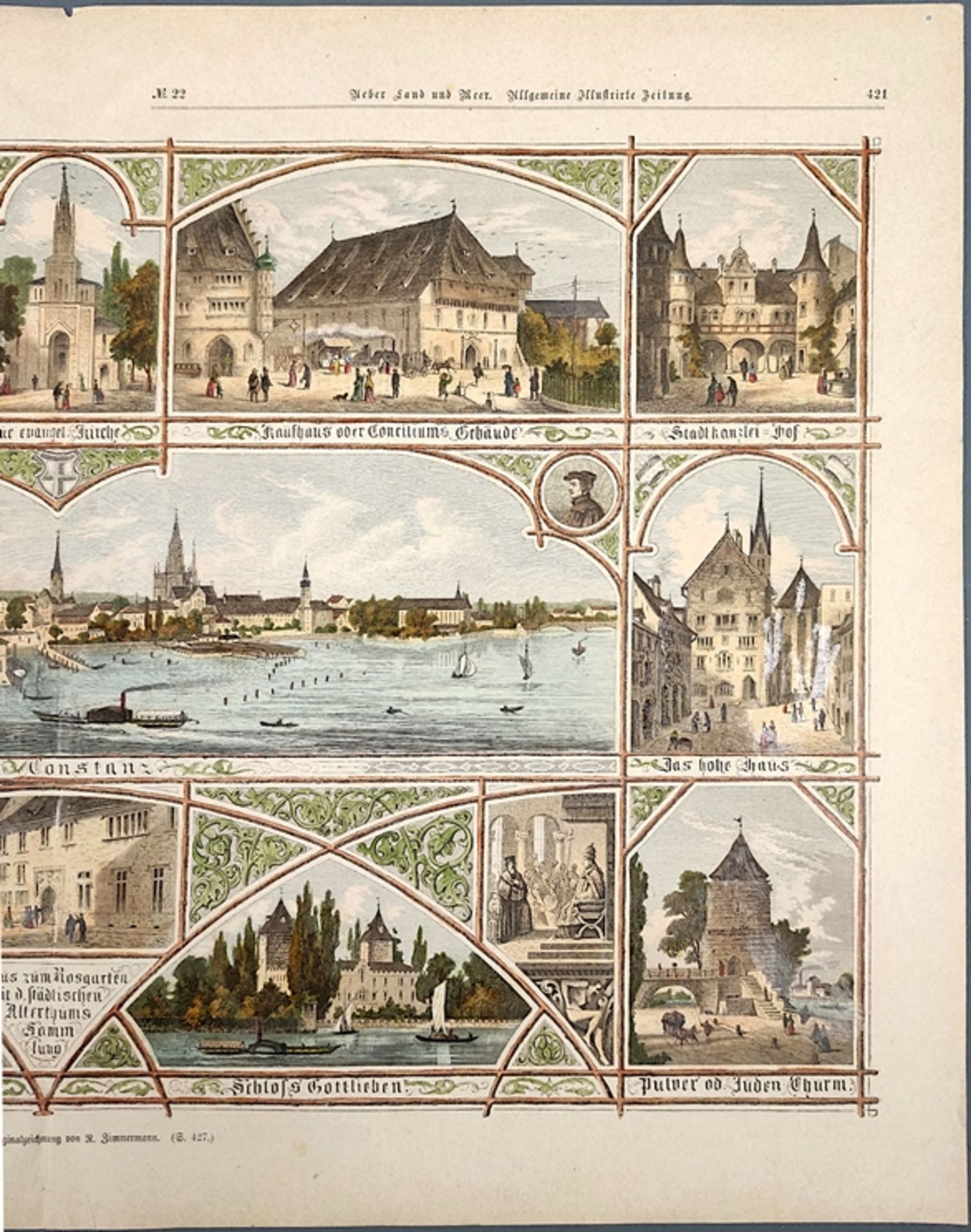 Konstanz "Ansicht von Konstanz", Souvenirblatt, Vorderseite mit verschiedenen Ansichten von Konstan - Bild 3 aus 5