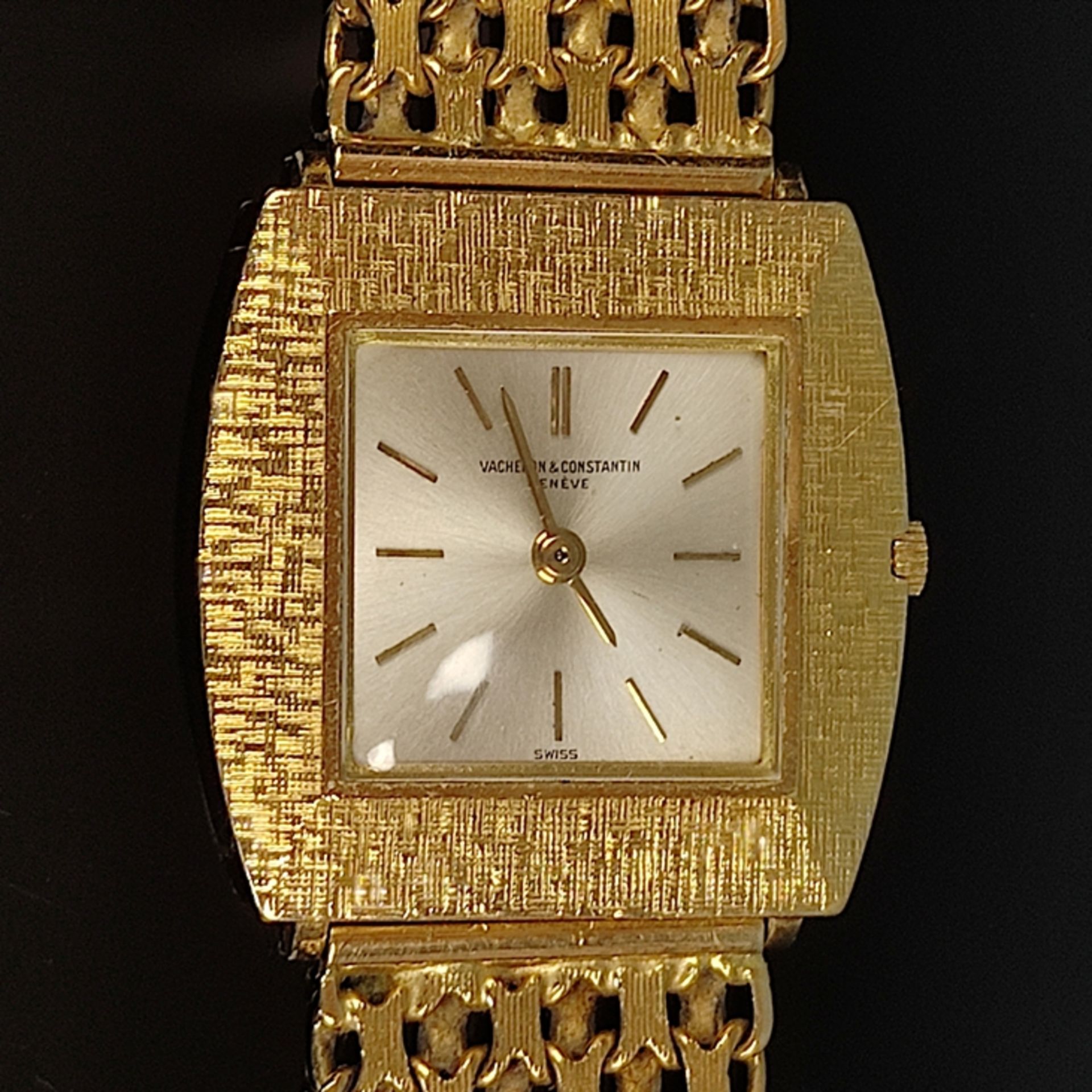 Vacheron Constantin, 750/18K Gelbgold, Handaufzug, um 1970, Ref. 8712, nummeriert 408793, rechtecki - Bild 3 aus 4