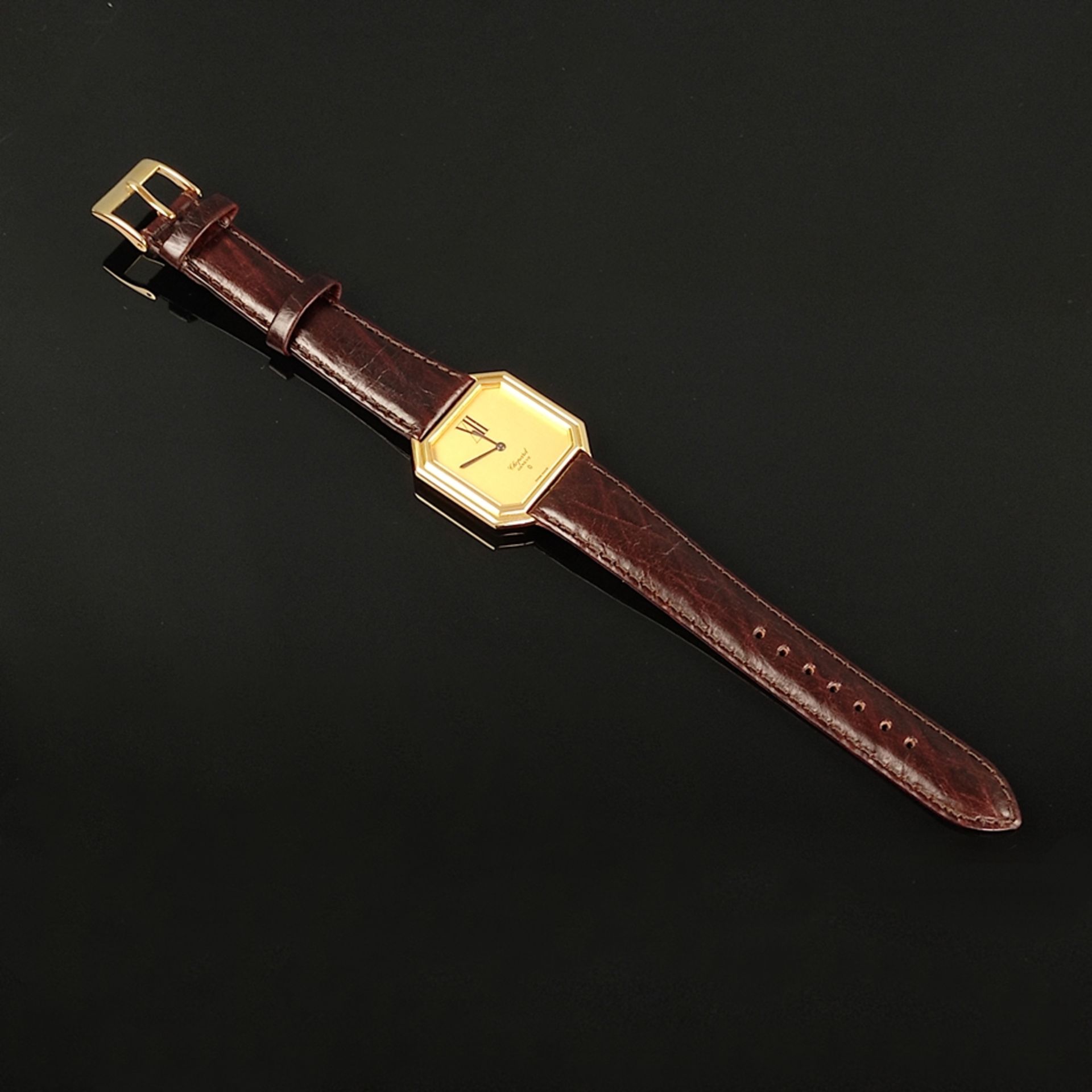 Armbanduhr, Chopard, achteckiges Gehäuse mit römischer 12, 750/18K Gelbgold, Ref. 2147, um 1980, 31 - Bild 3 aus 3