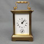 Reisewecker, Miniatur-Reiseuhr, Matthew Norman, Ref. 1760, Messing vergoldet, allseitig verglast, w