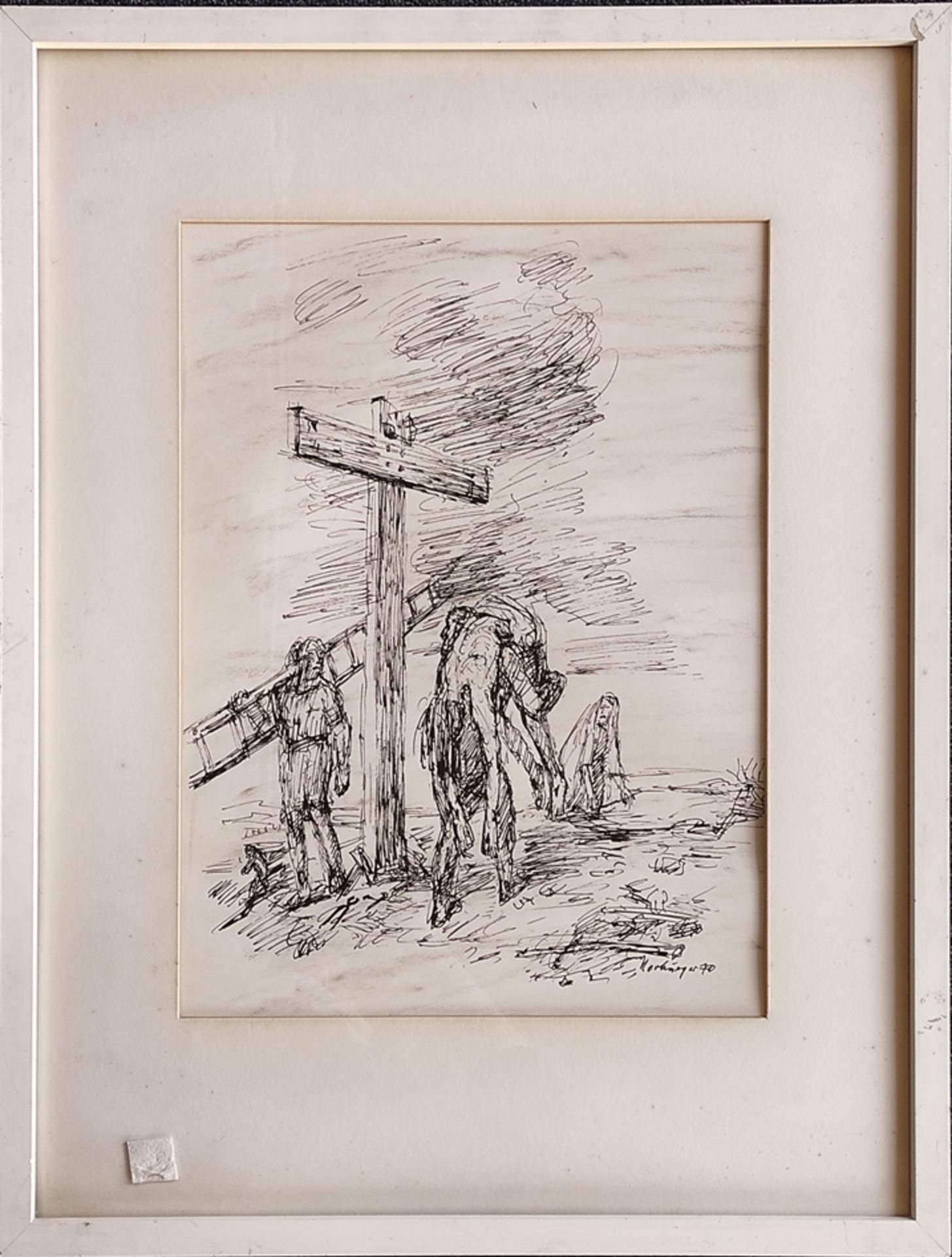 Herburger, Julius (1900-1973 Ravensburg) "Kreuzabnahme ", Tusche auf Papier, rechts unten signiert  - Bild 2 aus 3