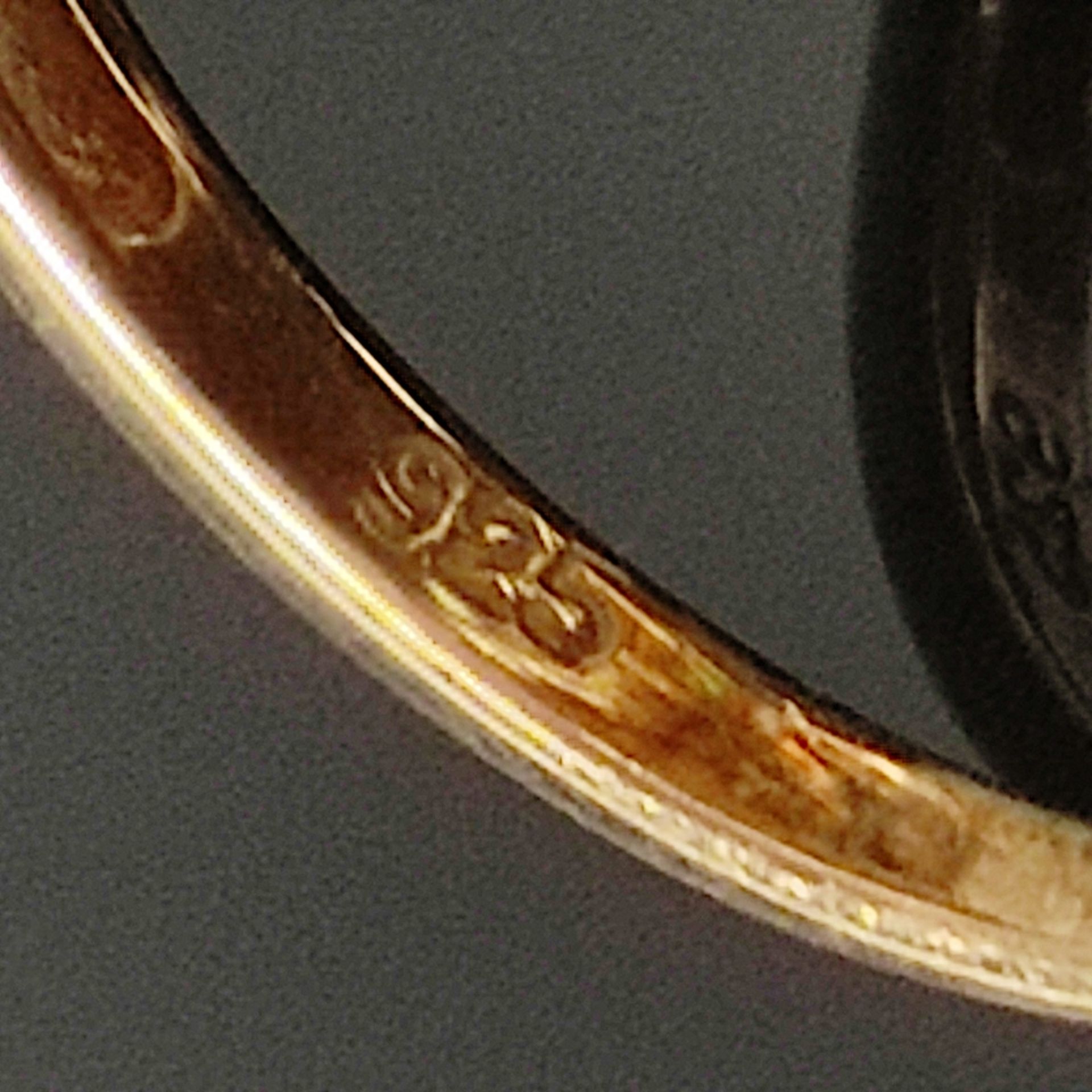 Tigeraugen-Ring, Silber 925, in 585/14K Gelbgold vergoldet, Gesamtgewicht 5,8g, Ringkopf besetzt mi - Bild 4 aus 4