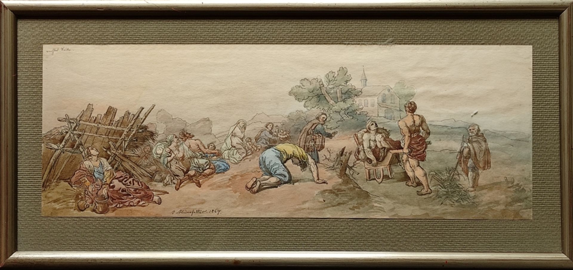 Heinefetter, Johann Baptist (1815 Mainz - 1902 Baden-Baden) "Die Pest", dramatische Szene in liebli - Bild 2 aus 5