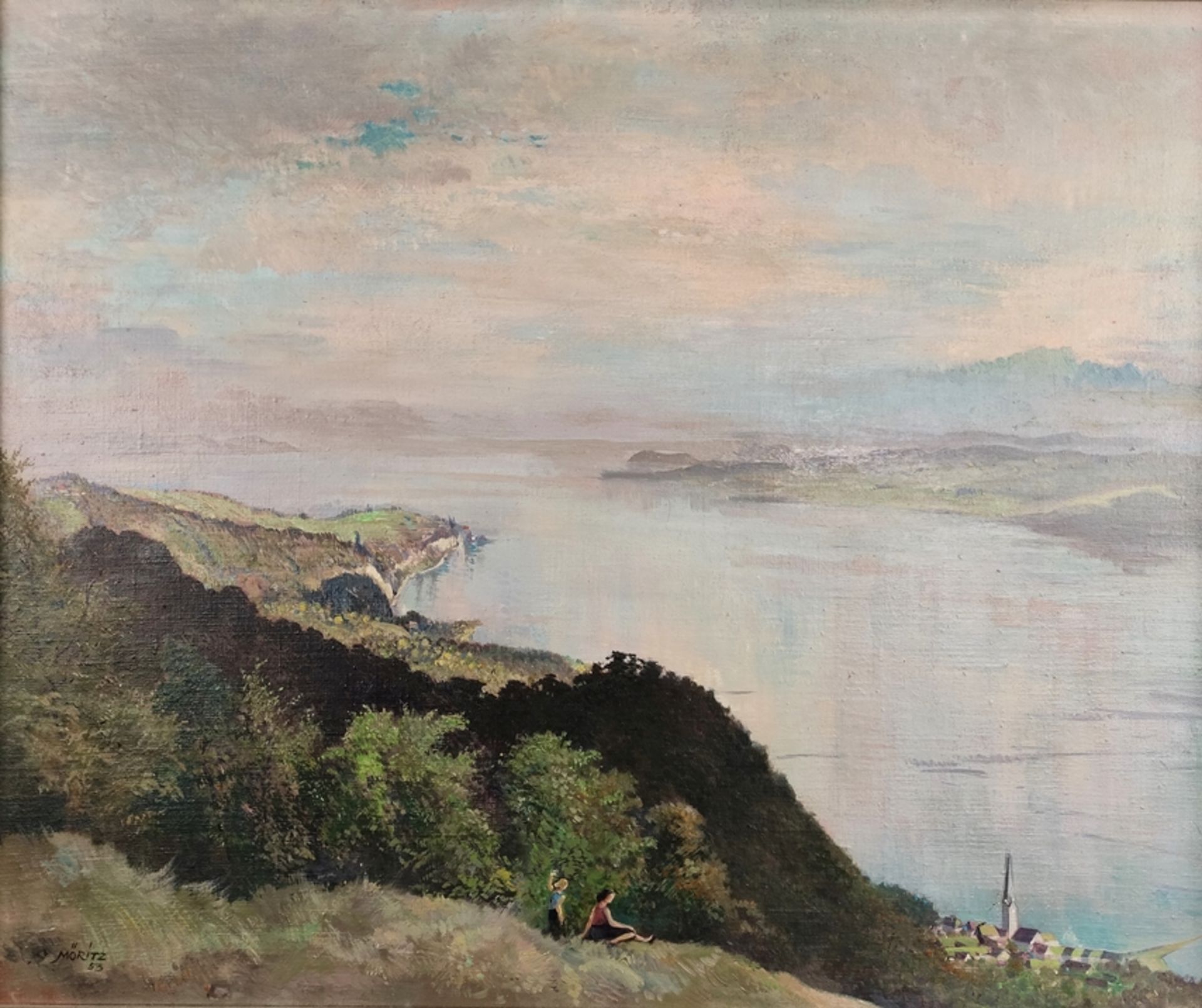 Möritz, Karl (1896 München - 1963 Blumenfeld) "Bodenseeblick", vom Haldenhof auf den See, im Vorder