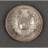Liechtenstein, Johann II., Vereinstaler 1862, Randschrift: KLAR UND FEST, 18,53g, Durchmesser 33mm