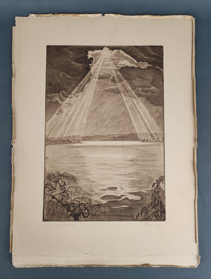 Segewitz, Eugen (1886 Pforzheim - 1952 Wangen/Untersee) "Sunbeams", view of Lake Constance, above t - Image 2 of 6