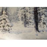 Korecki, Wiktor (1890 Kamieniec Podolski -1980 Komorow) "Winterlandschaft", verschneiter Winterwald