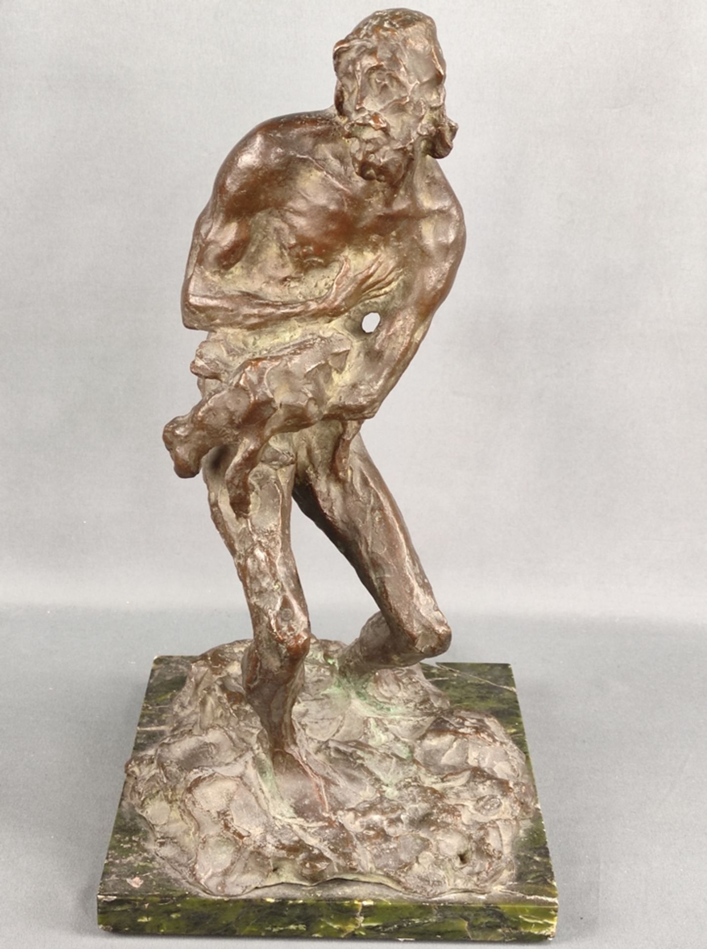 Pancera, Enrico (1882- 1971 Milan), attributed, "Compassion", bronze figure of a man standing uprig