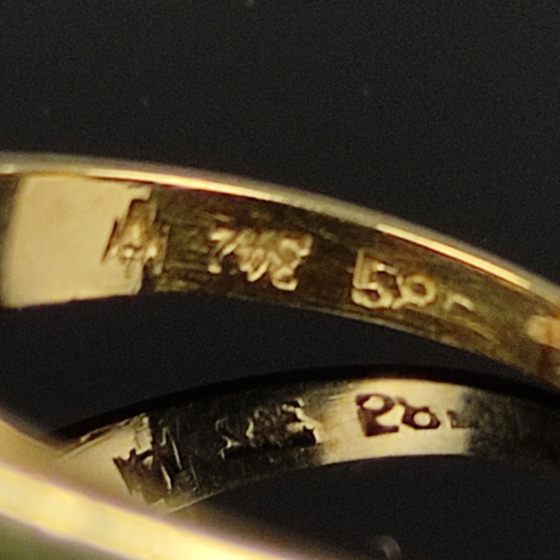 Perl-Diamant-Ring, 585/14K Weiß-/Gelbgold, 3,4g, mittig Perle, darum vier kleine Diamanten, Ringgrö - Bild 3 aus 3