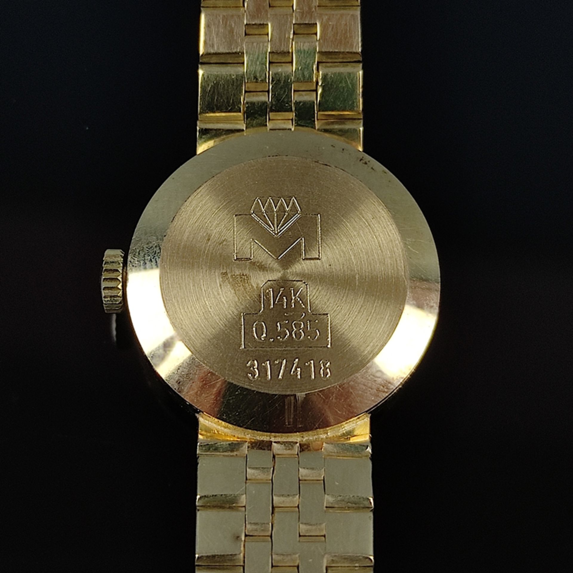 Armbanduhr, Homa, 585/14K Gelbgold, Gesamtgewicht 25g, rundes Ziffernblatt mit Indizes, Durchmesser - Bild 3 aus 5