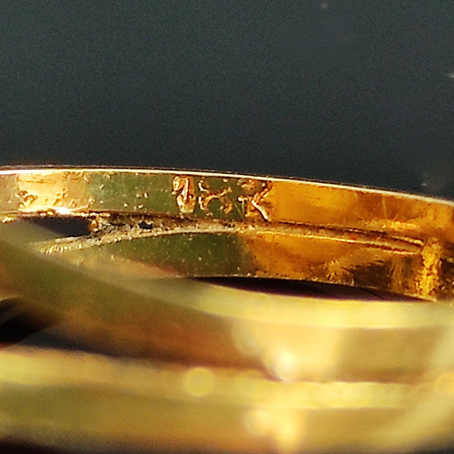 Design-Ring, 750/18K Gelbgold, 9,22g, besetzt mit zwei Aventurinen, Ringkopf aus geschwungenen Elem - Bild 3 aus 3