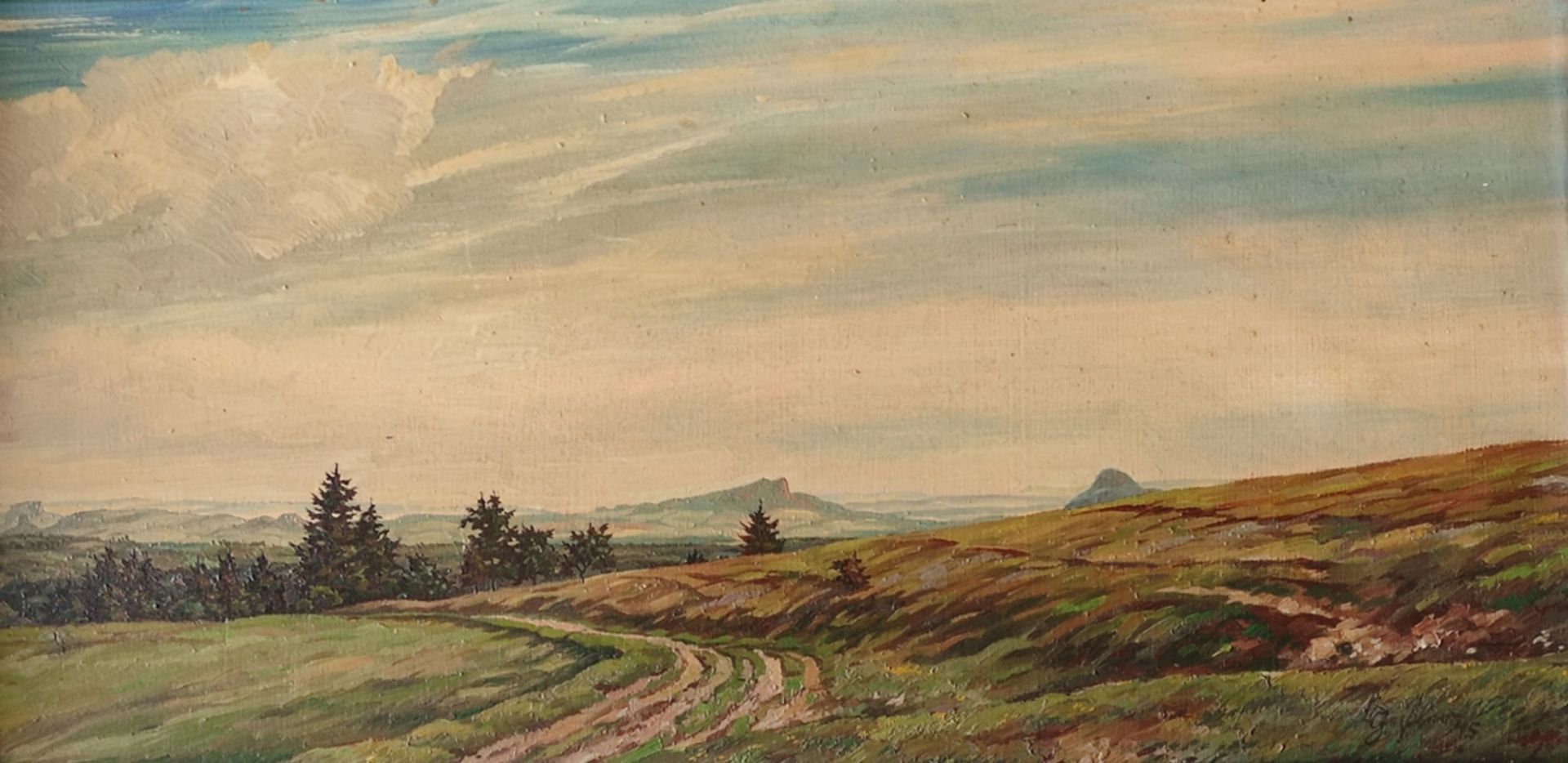 Geißler, Hugo (1895-1956 Tuttlingen) "Hegau Landschaft", im Hintergrund Blick auf den Hohentwiel, Ö