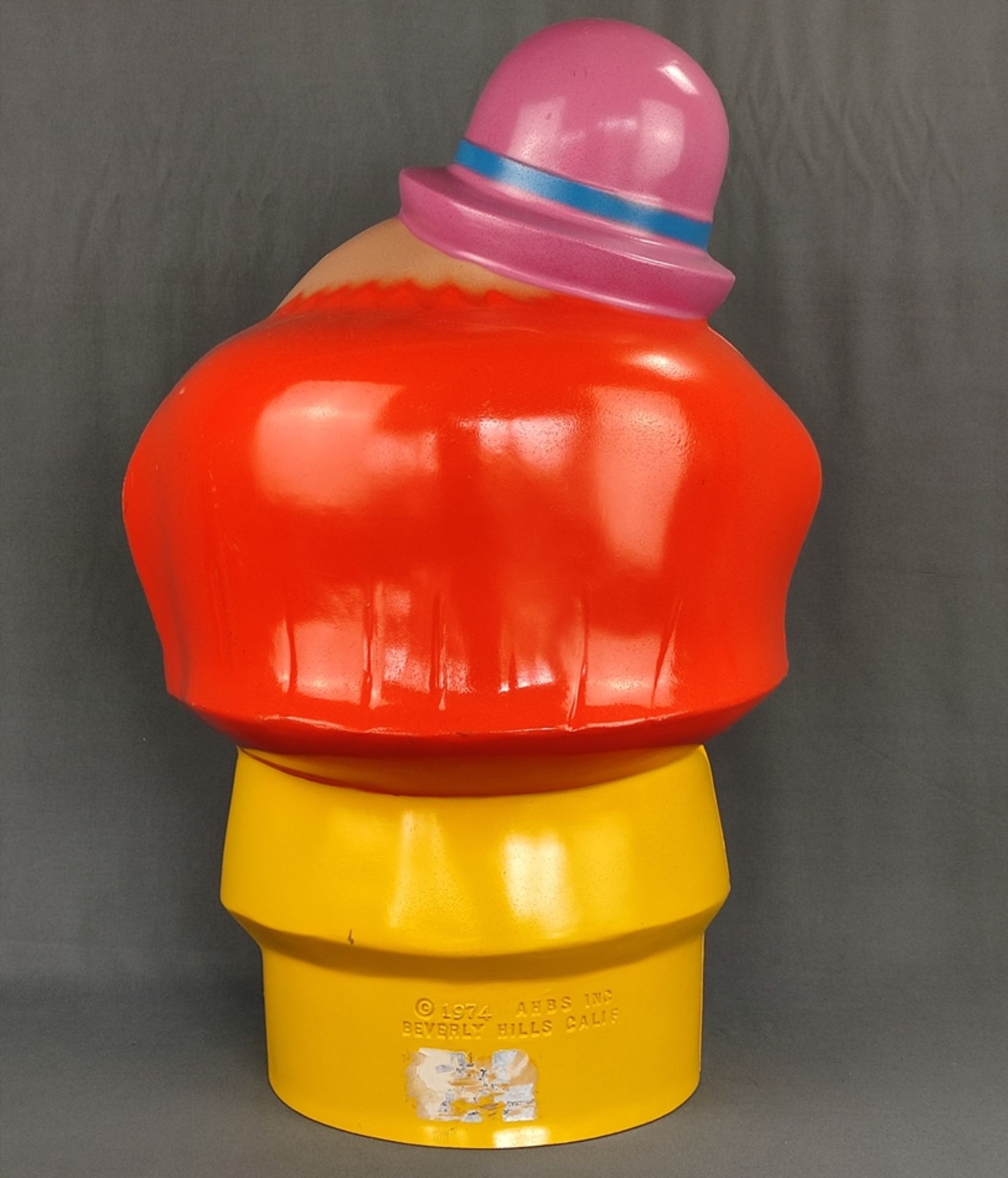 Clown head as balloon inflator, balloon inflator, 1974, Beverly Hills Calif, polychrome, plastic, h - Image 3 of 7
