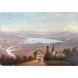 Monogrammist (19. Jahrhundert) "Zürich", Ansicht auf Zürich mit dem Zürichsee aus der Vogelperspekt