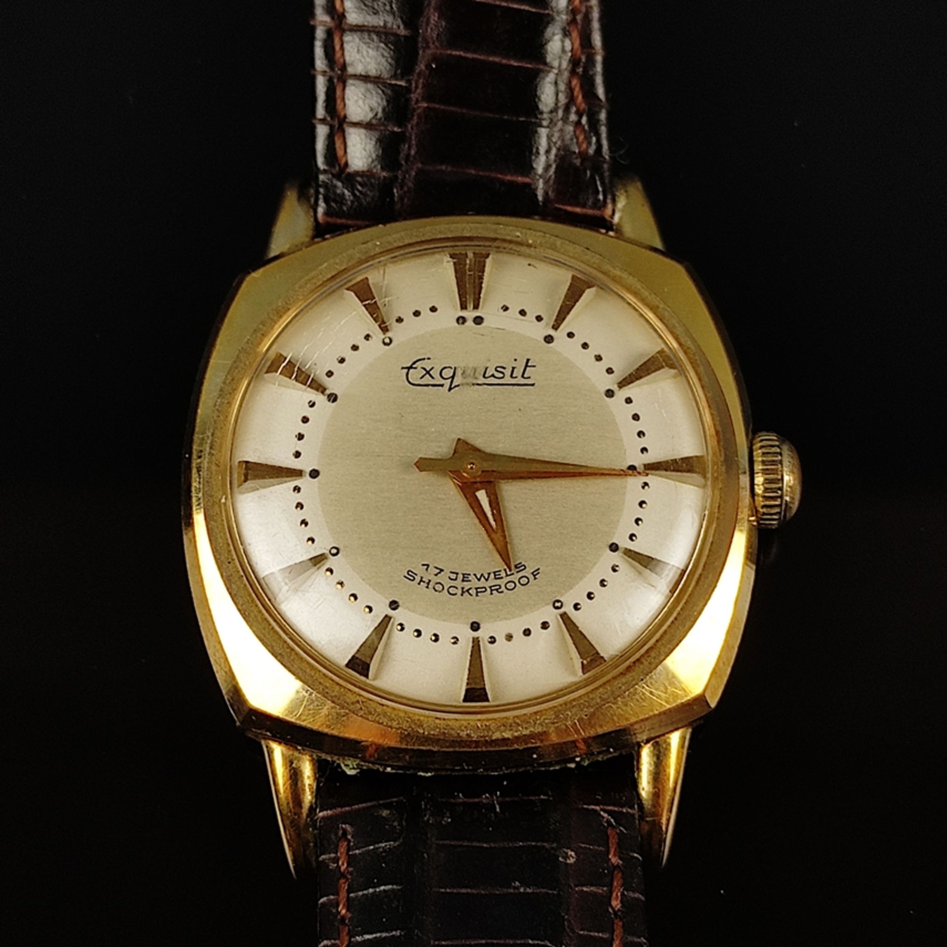 Zwei Armbanduhren, Oxford 17 Jewels und Exquisit, beide Handaufzug und laufen an, Oxford mit Datums - Bild 2 aus 5