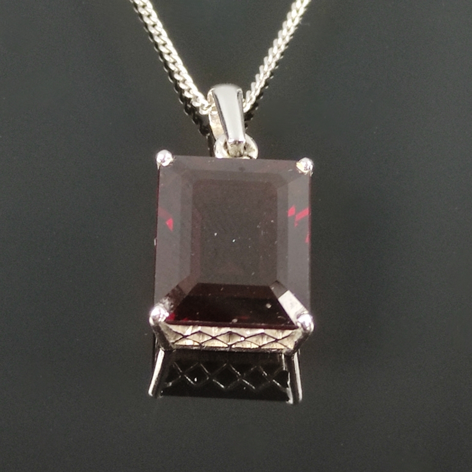 Jewelry set garnet, 3 pieces, silver 925, total weight 8,5g, consisting of a pendant on chain as we - Image 2 of 5