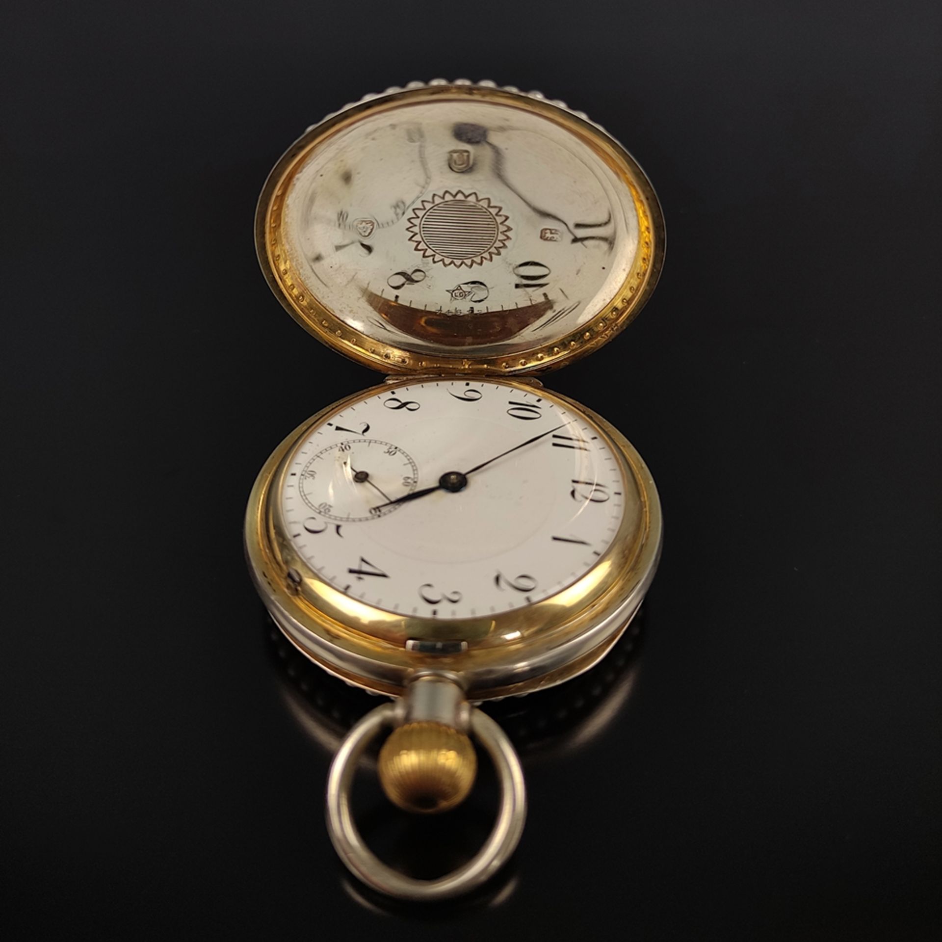 Außergewöhnliche Taschenuhr, Sterlingsilber, Vorder- und Rückseite aufwendig dekoriert mit Emaille- - Bild 2 aus 6