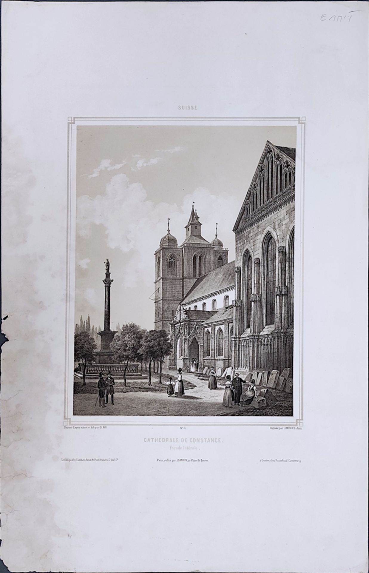 Constance "Cathedrale de Constance", Deroy/Lemercier, lithograph, around 1840, left margin torn, st - Image 2 of 6