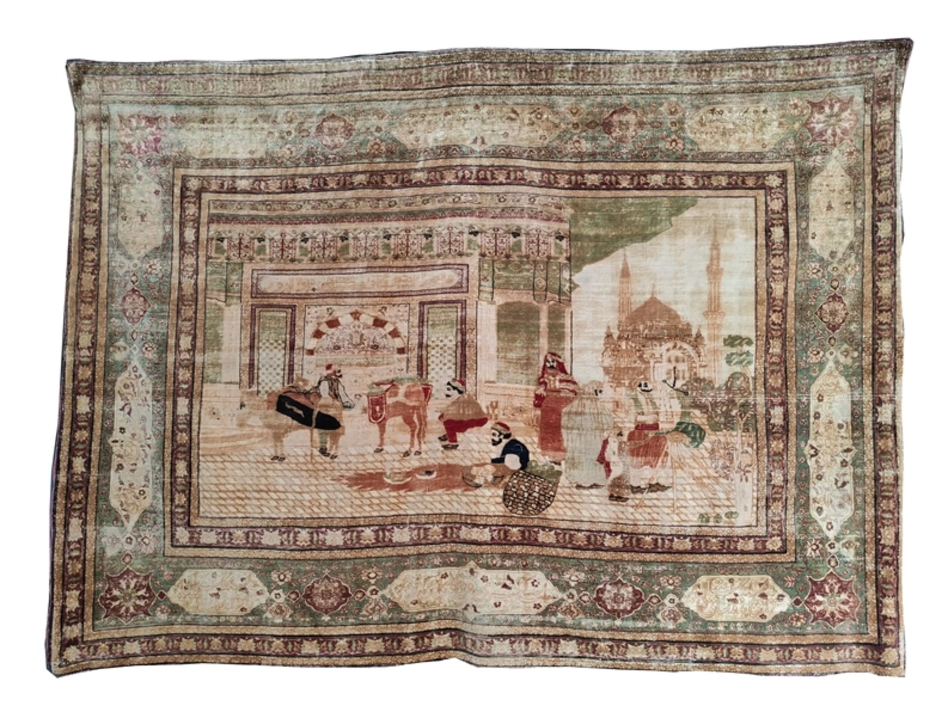 Türkei, Bursa, um 1880, Vollseide, selten feine Knüpfung, ca. 1 Mio. Knoten, Querformat, 175x127cm,