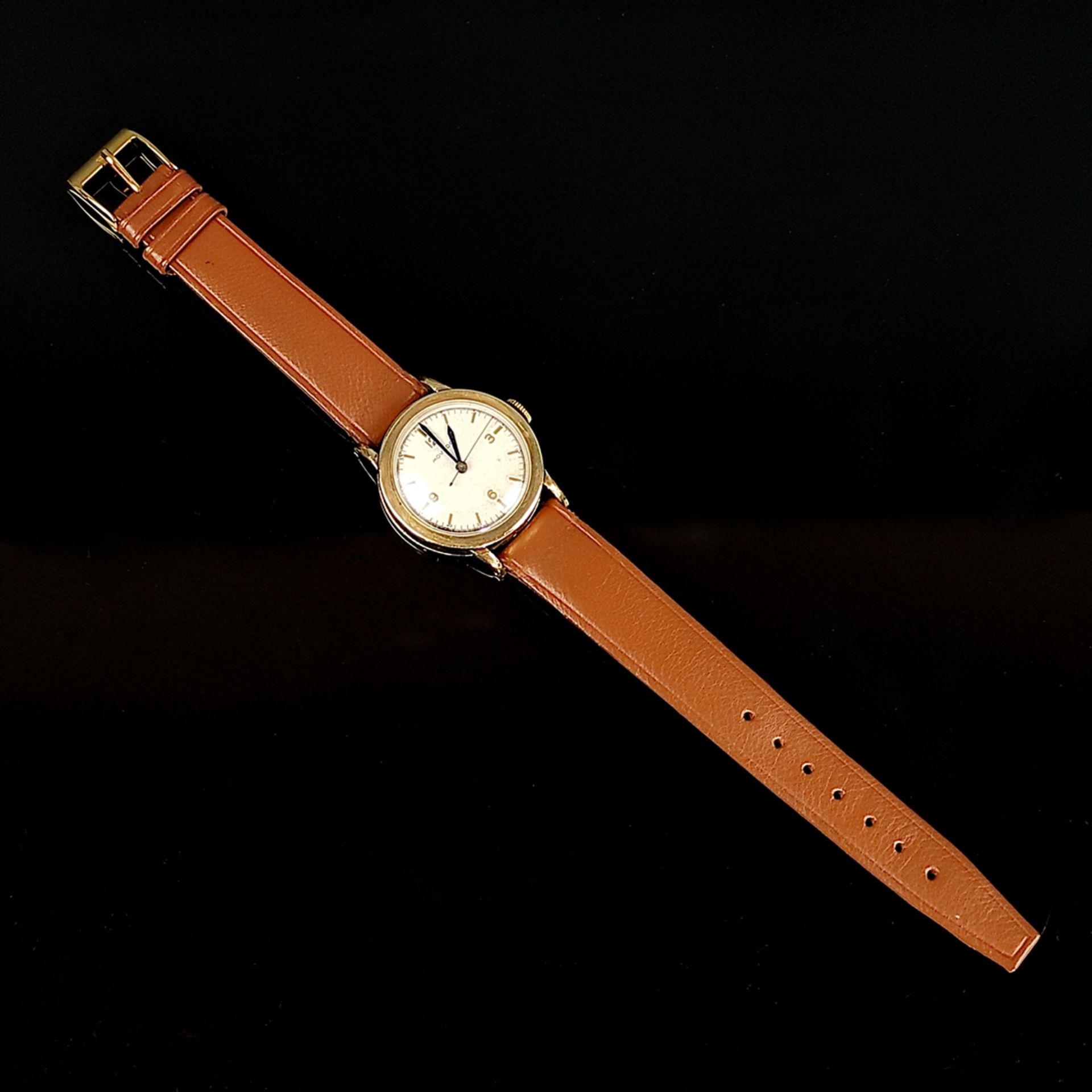 Armbanduhr, Movado, rundes Ziffernblatt mit arabischen Ziffern und Indizes, Durchmesser (mit Krone) - Bild 4 aus 4