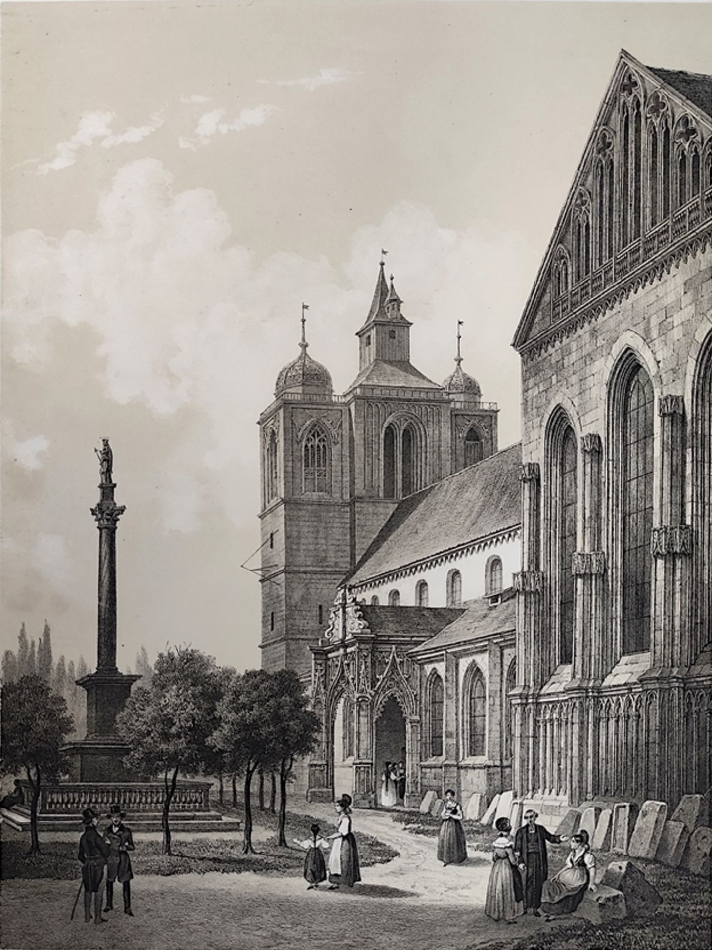 Constance "Cathedrale de Constance", Deroy/Lemercier, lithograph, around 1840, left margin torn, st