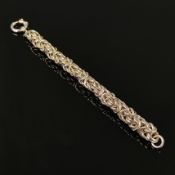 Design-Königsarmband, Sterling-Silber, 62,1g, Ringverschluss, handgearbeitet, Länge 18cm und Breite