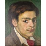 Kohler, Albert Stefan (1883 Basel-1946 Ascona) "Studienkopf", adrett gekleideter junger Mann, Öl au