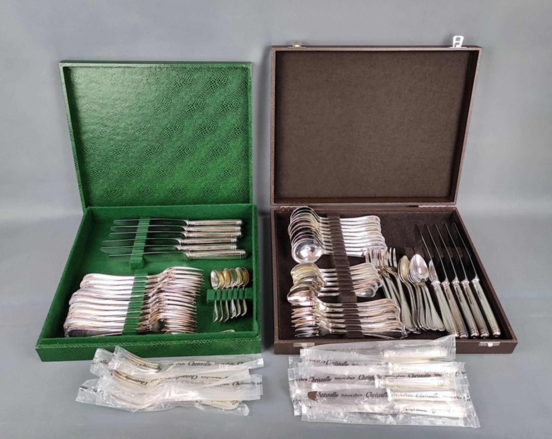 Cutlery set, Christofle, Paris, decor Malmaison, silver plated, for at least 8 persons, consisting 