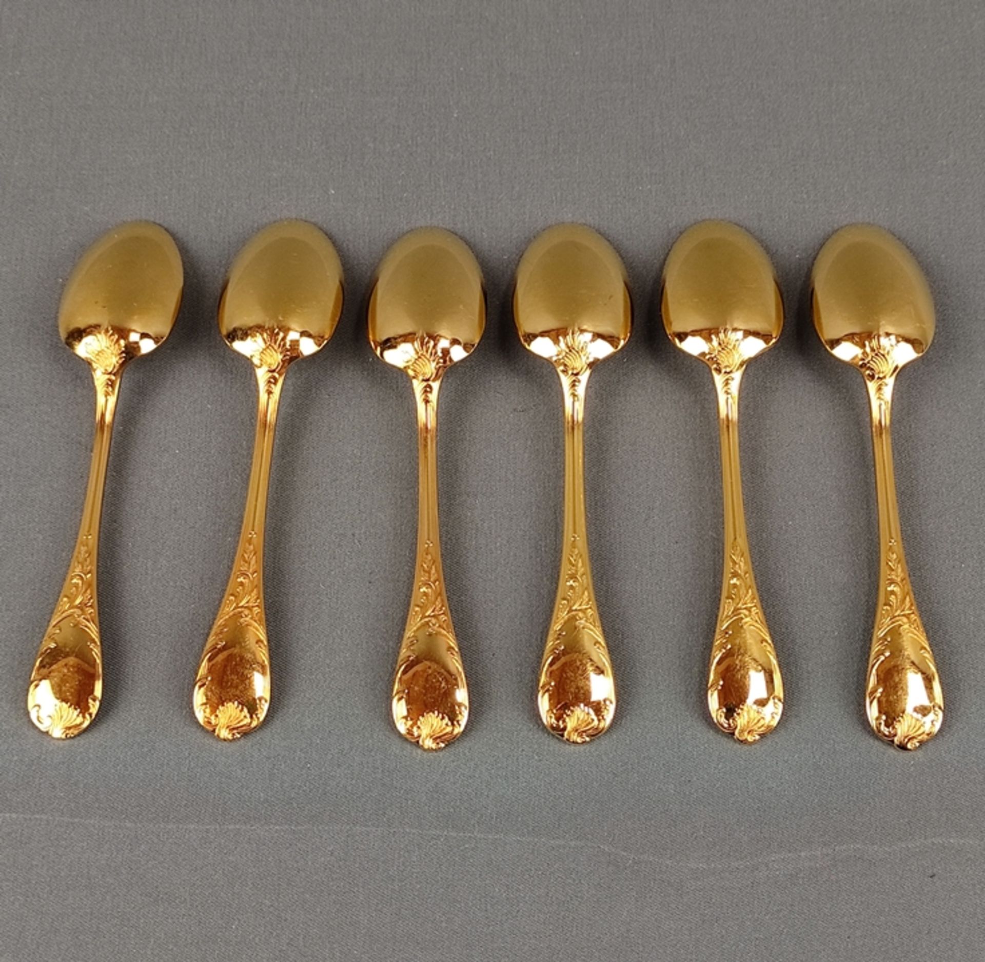 6 Mocca spoons, Christofle Paris, gold-plated, length 10cm each *405/03 (internal) - Image 2 of 5